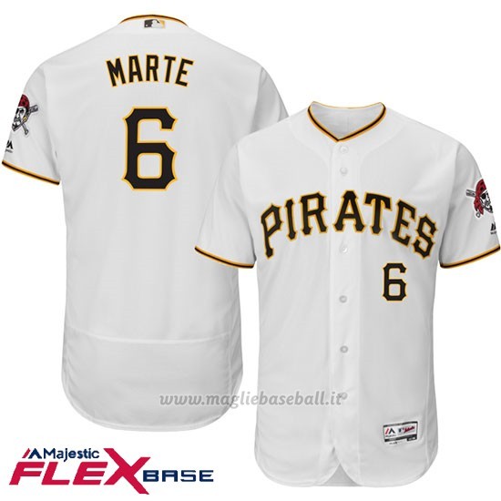 Maglia Baseball Uomo Pittsburgh Pirates Starling Marte Majestic Autentico Collezione Flex Base Bianco